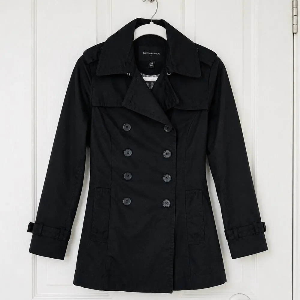Banana Republic Double-Breasted Trench Coat Size XXS Petite